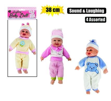Doll baby asstd w/sound 38cm