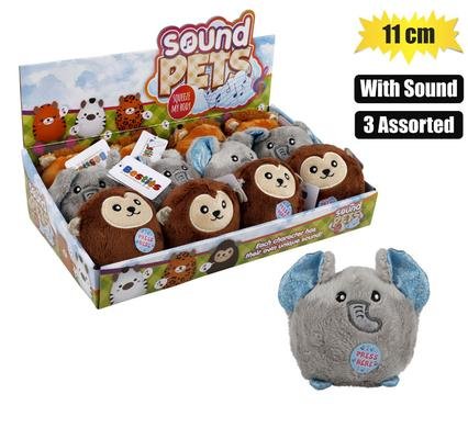 Plush animal farm balls with sound 11cm
